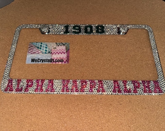 ALPHA KAPPA ALPHA 1908 Crystal Sparkle Auto Bling Rhinestone License Plate Frame with Swarovski Elements Made by WeCrystalIt