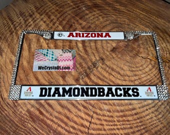 Arizonia Diamondbacks License Crystal Sport Frame Sparkle Auto Bling Rhinestone Plate Frame with Swarovski Elements Made by WeCrystalit