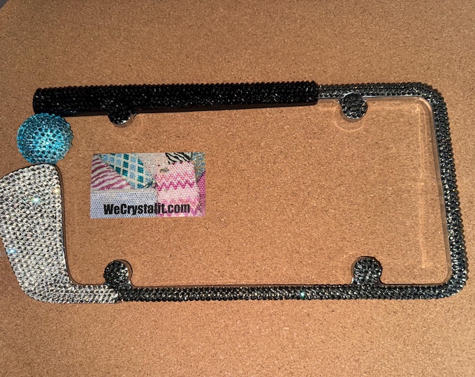 Golf Club Crystal Sparkle Auto Bling Rhinestone License Plate Frame with Swarovski Elements Made by WeCrystalIt