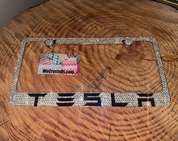 Tesla Diamond Black Crystal Sparkle Auto Bling Rhinestone  License Plate Frame made with Swarovski Elements Made by WeCrystalIt