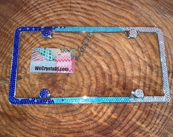 3 Color Fade Ombré Sparkle Auto Bling Rhinestone  License Plate Frame with Swarovski Elements Made by WeCrystalIt