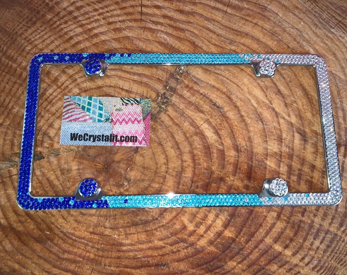 3 Color Fade Ombré Sparkle Auto Bling Rhinestone  License Plate Frame with Swarovski Elements Made by WeCrystalIt