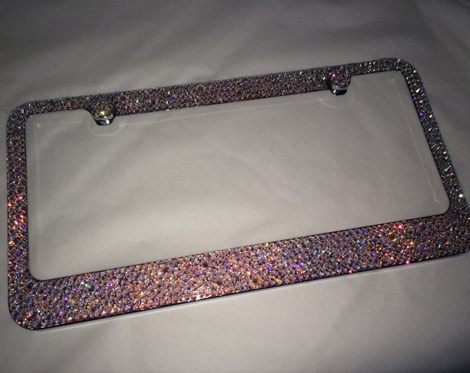 8 Row AB Bumpie Multi Sized Crystal Sparkle Auto Bling Rhinestone  License Plate Frame with Swarovski Elements Made by WeCrystalIt