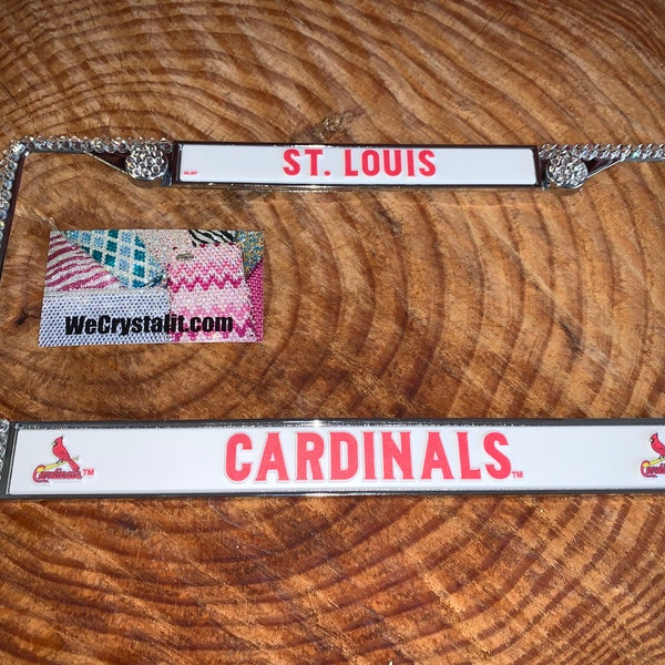 St Louis Cardinals License Crystal Sport on Silver Frame Sparkle Auto Bling Rhinestone Plate Frame with Swarovski Element by WeCrystalIt