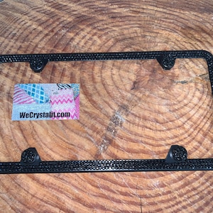 Jet pure Black 3 Row on Black Frame Crystal Sparkle Auto Bling Rhinestone  License Plate Frame with Swarovski Elements Made by WeCrystalIt