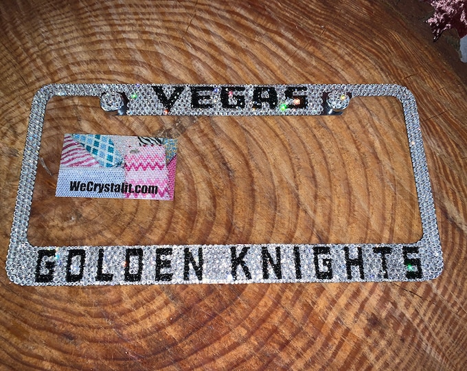Las Vegas Golden Knights Crystal Sparkle Auto Bling Rhinestone  License Plate Frame with Swarovski Elements Made by WeCrystalIt