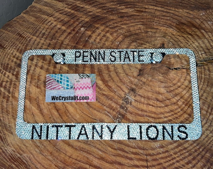 Penn State Nittany Lions Crystal Sparkle Auto Bling Rhinestone  License Plate Frame with Swarovski Elements Made by WeCrystalIt