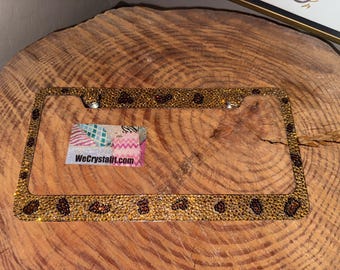 Leopard Crystal Sparkle Auto Bling Rhinestone  License Plate Frame with Swarovski Elements Made by WeCrystalIt
