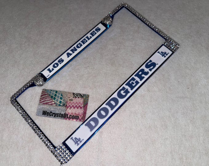 Los Angeles Dodgers Blue License Frame Clear Crystal Sport baseball Sparkle Auto Bling Rhinestone Plate Frame with Swarovski Eles Made WeCry