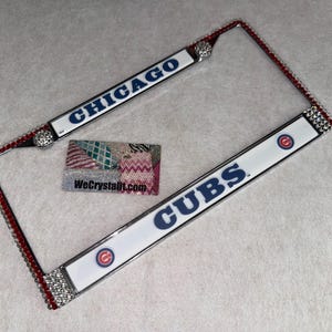 CUBS License Crystal Chicago Sport Silver Frame Sparkle Auto Bling Rhinestone Plate Frame with Swarovski Elements Made by WeCrystalIt