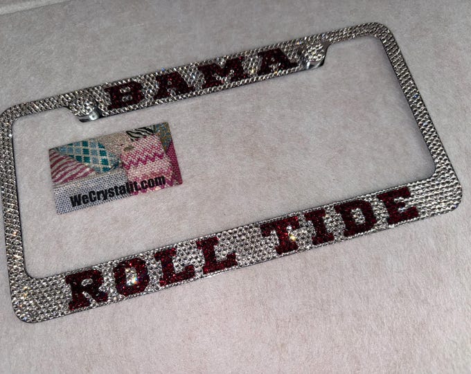 Bama Roll Tide Football License Crystal Sport Frame Sparkle Auto Bling Rhinestone Plate Frame with Swarovski Elements Made by WeCrystalit