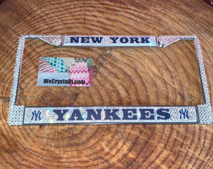 New York Yankees License Crystal Sport baseball Frame Sparkle Auto Bling Rhinestone Plate Frame with Swarovski Elements by WeCrystalIt