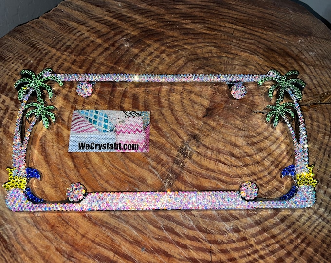 Palm Tree Crystal Sparkle Auto Bling Rhinestone  License Plate Frame with Swarovski Elements Made by WeCrystalIt