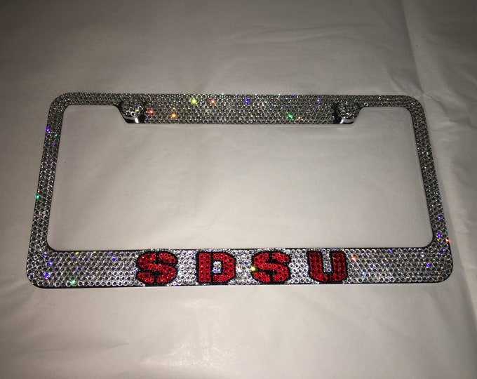 SDSU Crystal Sparkle Auto Bling Rhinestone  License Plate Frame with Swarovski Elements Made by WeCrystalIt