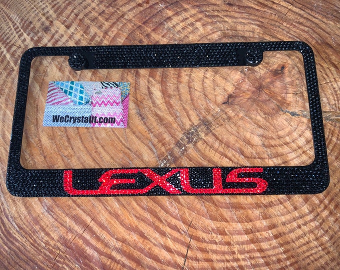 Lexus Crystal black and red Sparkle Auto Bling Rhinestone  License Plate Frame with Swarovski Elements Made by WeCrystalIt