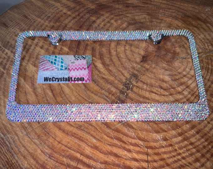 AB Crystal Aurora Borialis Sparkle Auto Bling Rhinestone  License Plate Frame with Swarovski Elements Made by WeCrystalIt