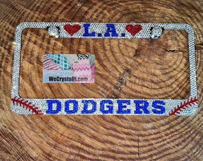 LA Dodgers Crystal Sparkle Auto Bling Rhinestone  License Plate Frame with Swarovski Elements Made by WeCrystalIt