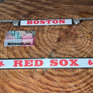 RED SOX License clear Crystal Boston Baseball Frame Sparkle Auto Bling Rhinestone Plate Frame with Swarovski Elements Made by WeCrystalIt