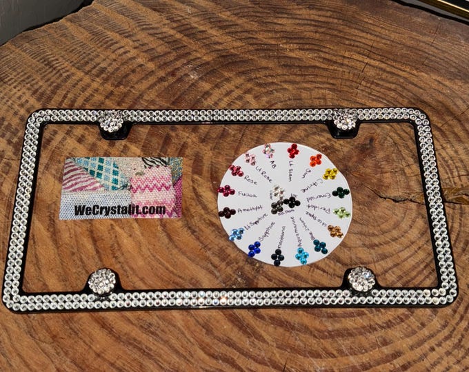 2 Row Diamond U pick 19 color Black Frame Crystal Sparkle Auto Bling Rhinestone License Plate Frame w/ Swarovski Crystals  by WeCrystalIt