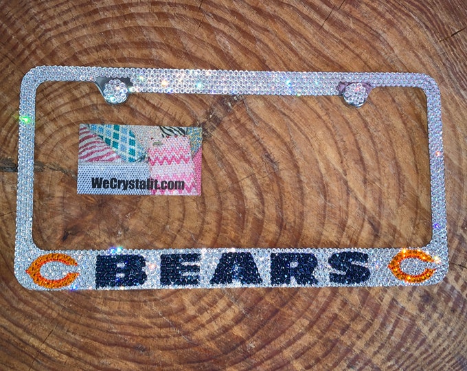 Chicago Bears Crystal Sparkle Auto Bling Rhinestone  License Plate Frame with Swarovski Elements Made by WeCrystalIt