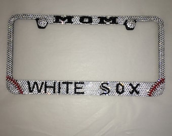 White Sox MoM Sparkle Auto Bling Rhinestone  License Plate Frame with Swarovski Elements Made by WeCrystalIt