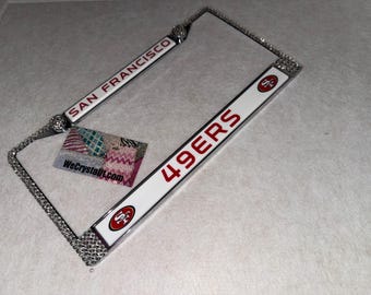 49ers 49 ers San Francisco License Crystal Sport Frame Sparkle Auto Bling Rhinestone Plate Frame with Swarovski Crystals Made by WeCrystalt