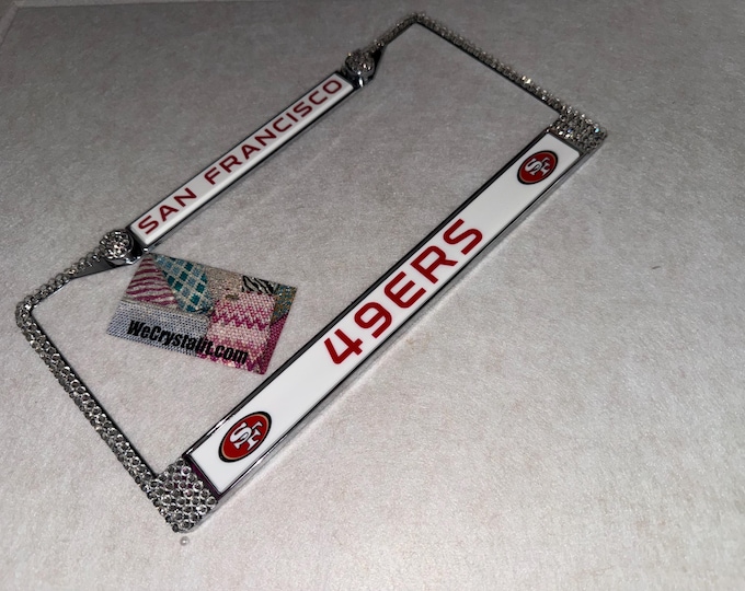 49ers 49 ers San Francisco License Crystal Sport Frame Sparkle Auto Bling Rhinestone Plate Frame with Swarovski Crystals Made by WeCrystalt