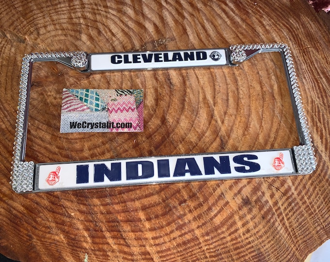 Cleveland License Crystal Sport Silver Frame Sparkle Auto Bling Rhinestone Plate Frame with Swarovski Elements Made by WeCrystalIt