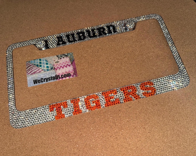 Auburn Tigers Crystal Sparkle Auto Bling Rhinestone  License Plate Frame with Swarovski Elements Made by WeCrystalIt