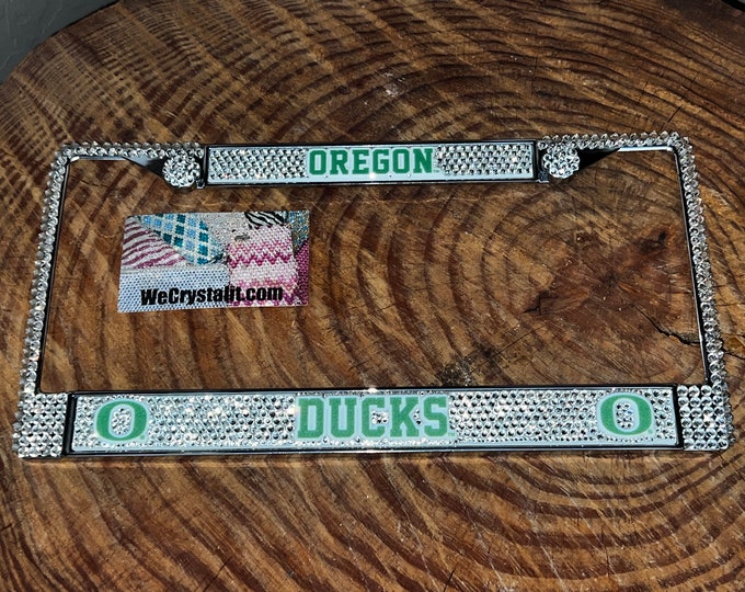 Oregon Ducks  License Crystal Sport Frame Sparkle Auto Bling Rhinestone Plate Frame with Swarovski Elements Made by WeCrystalit