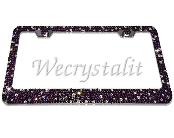 Amethyst Purple Crystal Sparkle Auto Bling Rhinestone License Plate Frame with Swarovski Elements Made by WeCrystalIt