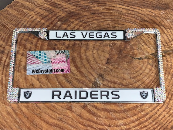 Las Vegas Raiders License Crystal Sport Silver Frame Sparkle 