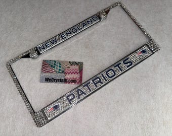 New England Patriots Full License Crystal Sport Frame Sparkle Auto Bling Rhinestone  Plate Frame Swarovski Elements Made by WeCrystalIt