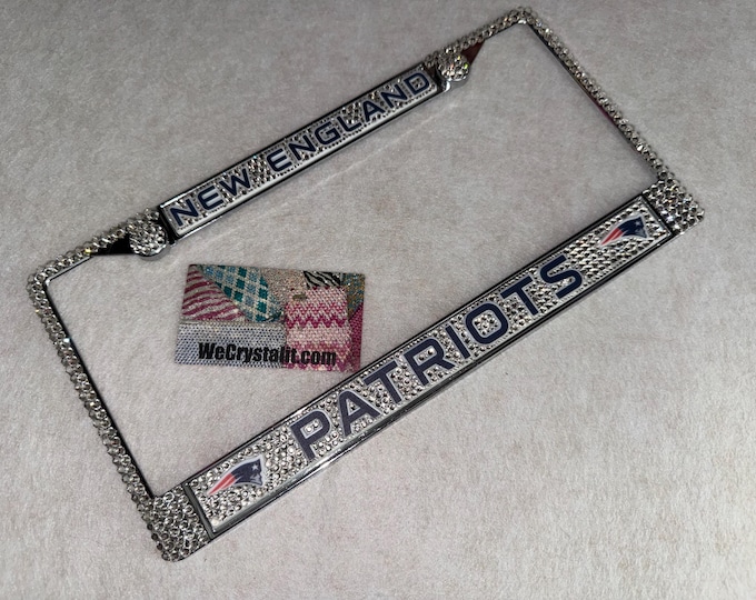 New England Patriots Full License Crystal Sport Frame Sparkle Auto Bling Rhinestone  Plate Frame Swarovski Elements Made by WeCrystalIt