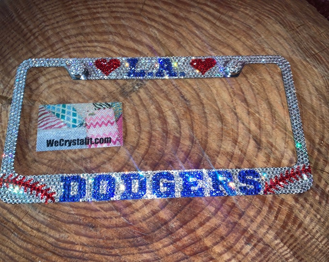 Los Angeles Dodgers Crystal Sparkle Auto Bling Rhinestone  License Plate Frame with Swarovski Elements Made by WeCrystalIt