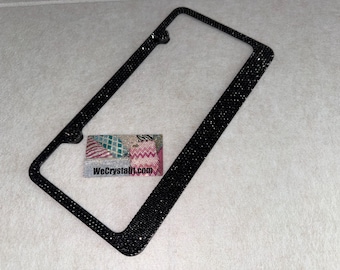 All Jet Black stone Crystal Sparkle Auto Bling Rhinestone  License Plate Frame with Swarovski Elements Made by WeCrystalIt