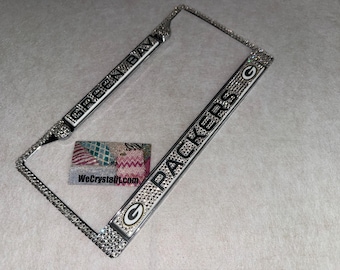 Green Bay Packers  License Clear Crystal Sport football Frame Sparkle Auto Bling Rhinestone Plate Frame with Swarovski Elements Made WeCrys