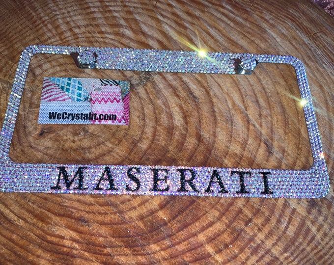 Maserati AB Crystal Sparkle Auto Bling Rhinestone  License Plate Frame with Swarovski Elements Made by WeCrystalIt