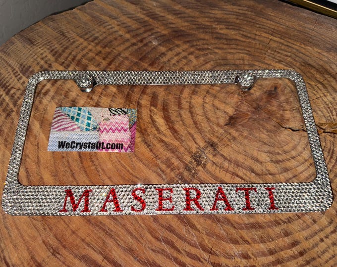 Maserati Crystal Sparkle Auto Bling Rhinestone  License Plate Frame with Swarovski Elements Made by WeCrystalIt