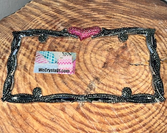 Pink Rocker Heart Crystal Sparkle Auto Bling Rhinestone  License Plate Frame with Swarovski Elements Made by WeCrystalIt