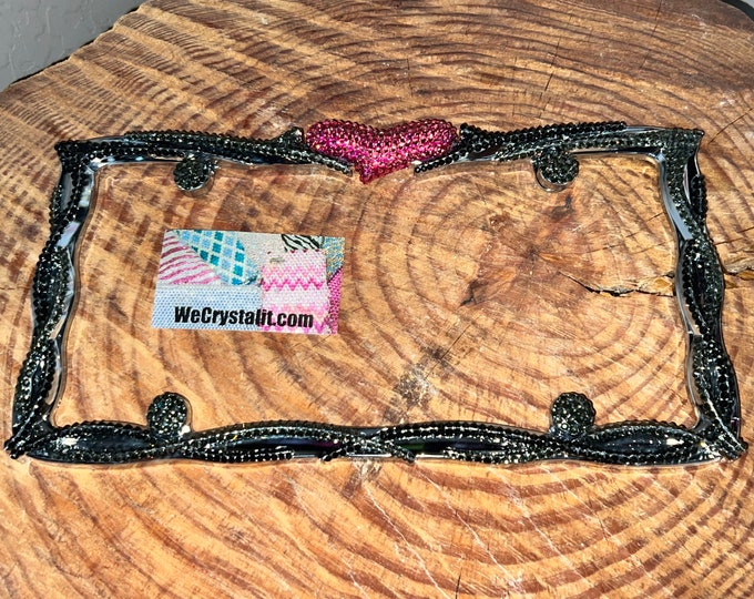 Red Rocker Heart Crystal Sparkle Auto Bling Rhinestone  License Plate Frame with Swarovski Elements Made by WeCrystalIt