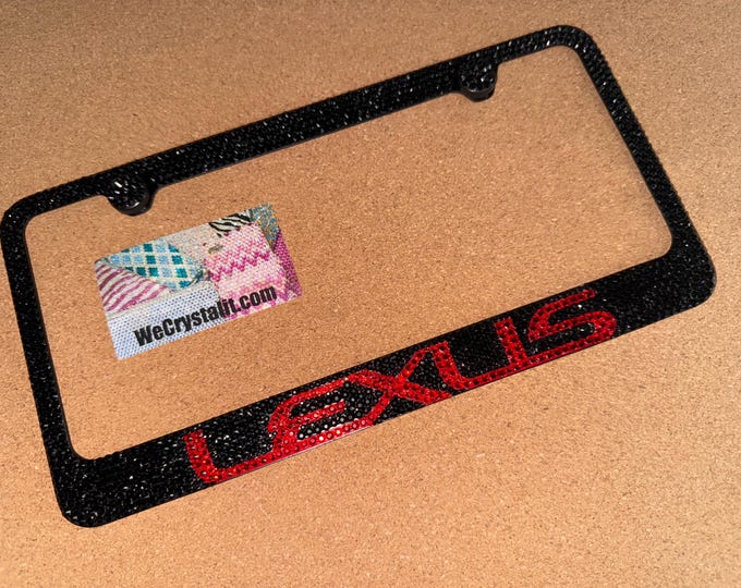 Lexus Crystal black and red Sparkle Auto Bling Rhinestone  License Plate Frame with Swarovski Elements Made by WeCrystalIt