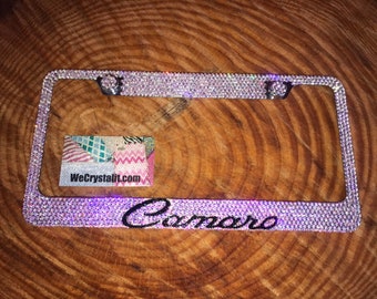 Camaro AB Effect Crystal Sparkle Auto Bling Rhinestone  License Plate Frame with Swarovski Elements Made by WeCrystalIt
