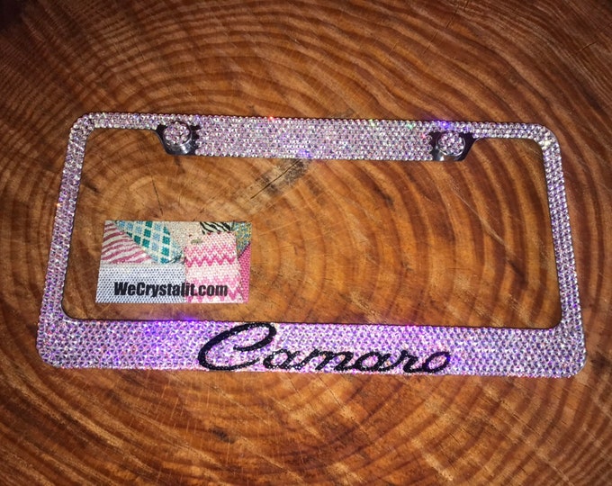 Camaro AB Effect Crystal Sparkle Auto Bling Rhinestone  License Plate Frame with Swarovski Elements Made by WeCrystalIt