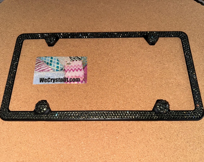 Black Diamond Gray 3 Row Black Frame Crystal Sparkle Auto Bling Rhinestone  License Plate Frame with Swarovski Elements Made by WeCrystalIt