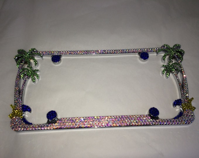 Palm Tree Crystal Sparkle Auto Bling Rhinestone  License Plate Frame with Swarovski Elements Made by WeCrystalIt