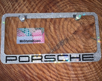 Porsche Crystal Sparkle Auto Bling Rhinestone  License Plate Frame with Swarovski Elements Made by WeCrystalIt