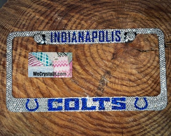Colts Indianapolis Crystal  Sparkle Auto Bling Rhinestone  License Plate Frame made with Swarovski Elements Made by WeCrystalIt