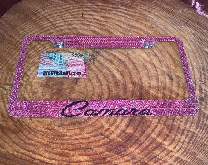 Camaro Pink Effect Crystal Sparkle Auto Bling Rhinestone  License Plate Frame with Swarovski Elements Made by WeCrystalIt