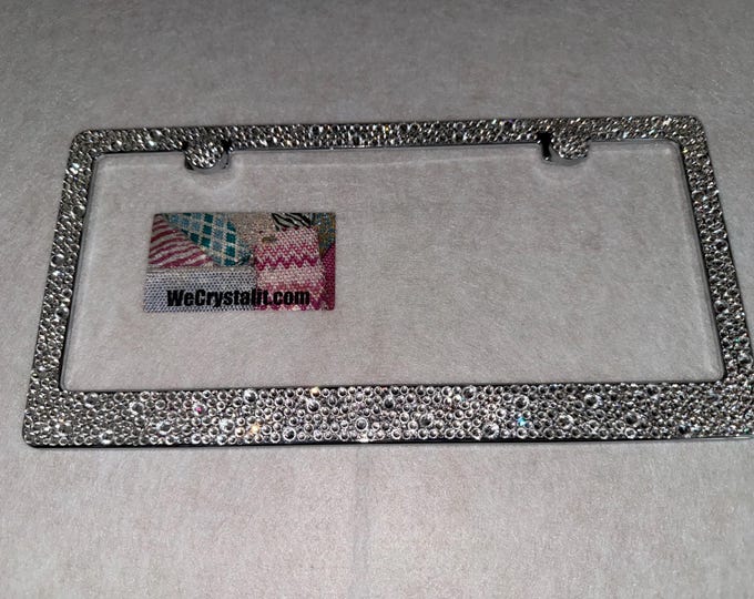 Multi Clear Crystal Bumpie Diamond on Silver Frame Crystal Sparkle Auto Bling Rhinestone License Plate Frame w Swarovski Made by WeCrystalIt